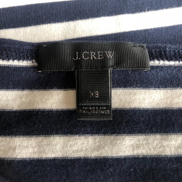 J. Crew Ruffle Bell Sleeve Navy and White Striped Tee - Picture 4 of 5